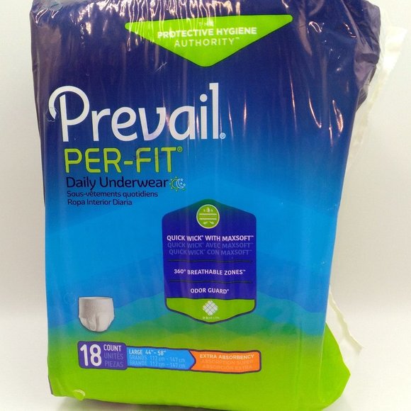 54 Total Unisex Adult Disposable Underwear Pull On Large Prevail Per-Fit - Picture 2 of 5